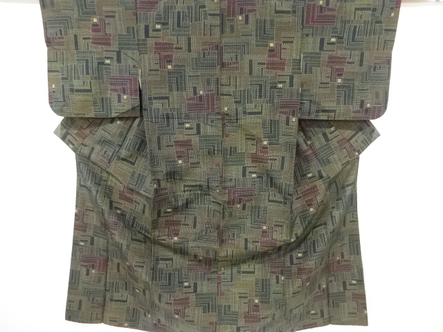 JAPANESE KIMONO / TOKAMACHI TSUMUGI / WOVEN GEOMETRIC